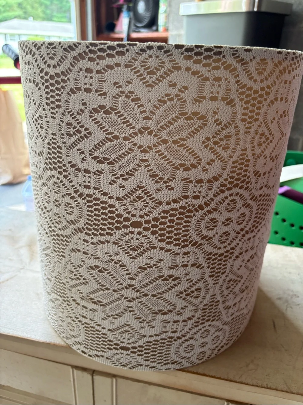 Pier 1 Cream Lace-Pattern Lantern